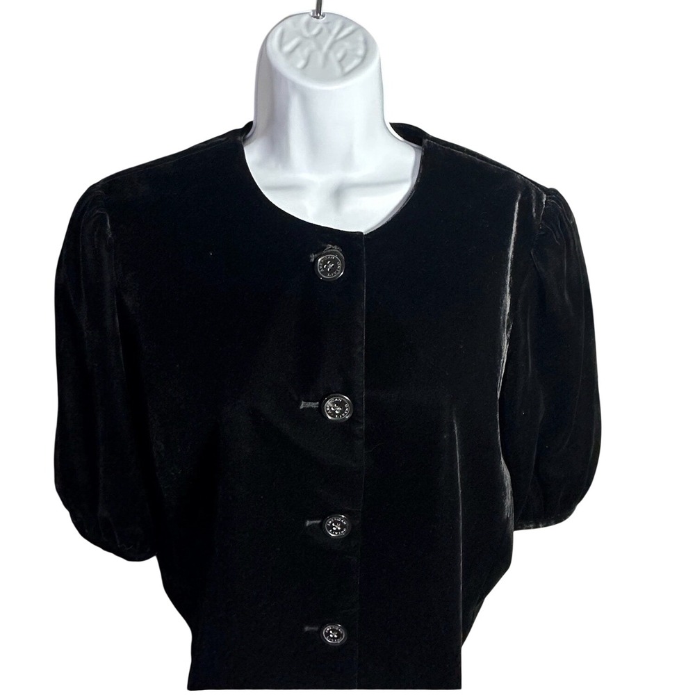 Beautiful ! American living velvet jacket, puff sleeves, size large, stunning!